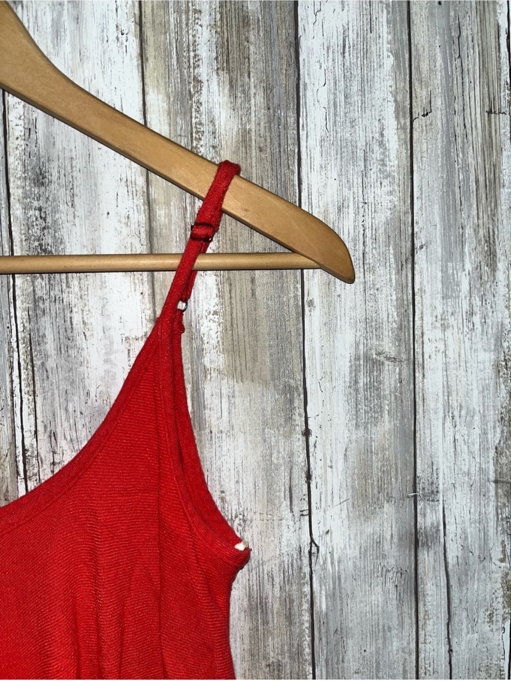 Umgee Red Linen Blend Swing Tank Top Small Flowy Boho Cami Adjustable Strap - Picture 2 of 4